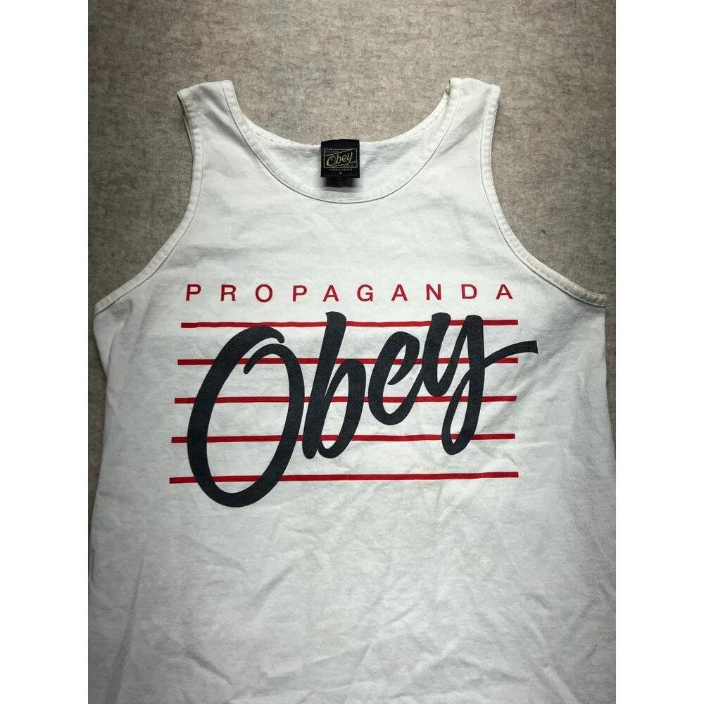 Obey Propaganda White Streetwear Tank Top Size Women's Large - Picture 3 of 8